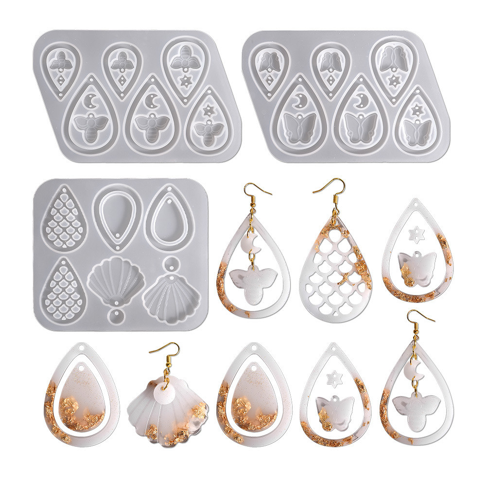 

Tear Drop Hoop Shape Hollow Out Resin Earring Molds Jewelry Making Silicone Molds Resin Crafts DIY Fashion Silicone Resin Molds