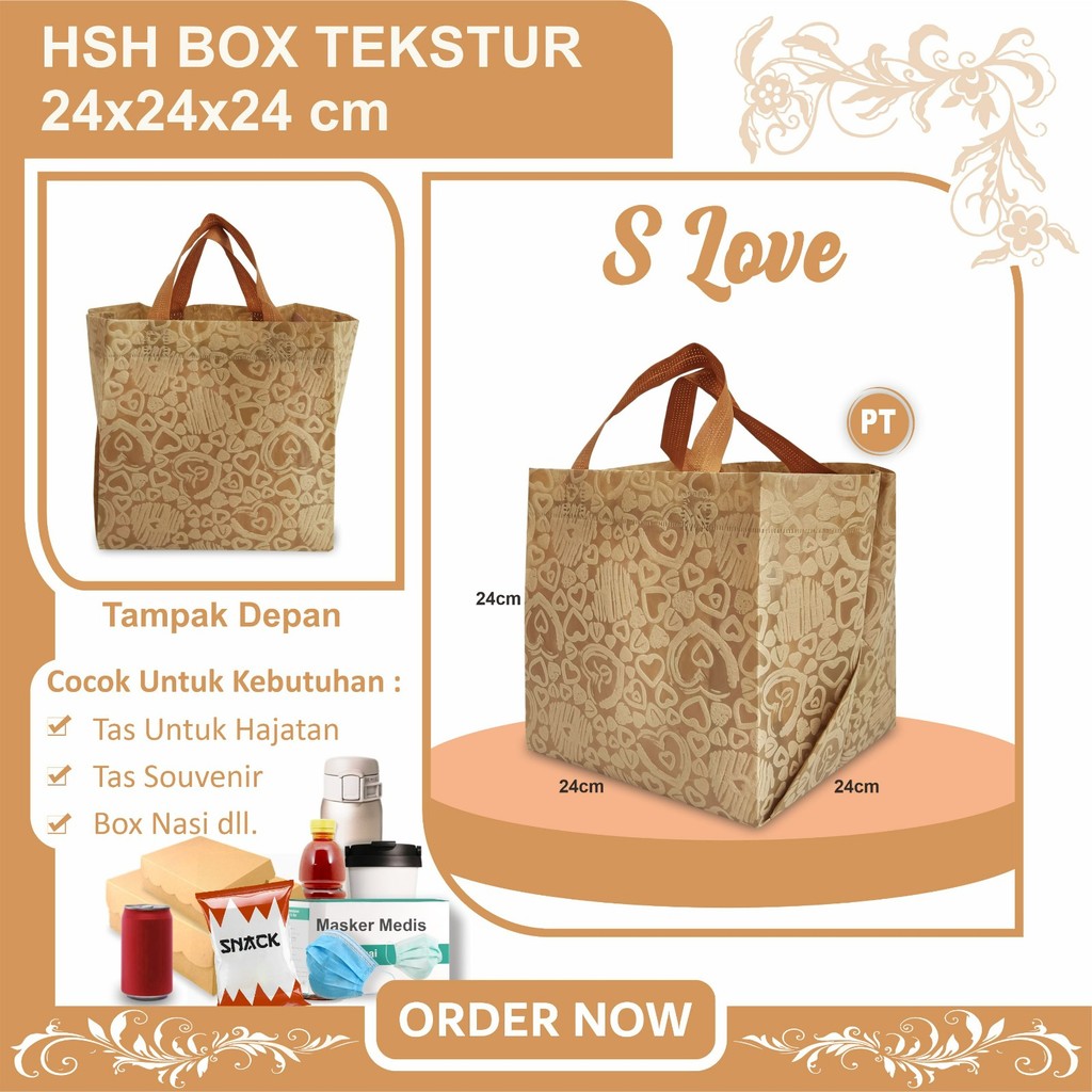 

[LUSINAN] Tas Hajatan Tas Kotak Nasi | Tas Selamatan Box Nasi 22x22 | Tas Besek Spunbond | Tas Spunbond Texture 24x24x24