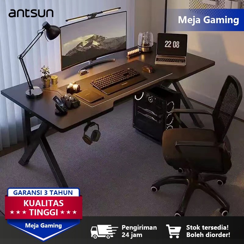 TERLARISantsun-Meja Komputer Minimalis Meja Gaming Meja L Pola Fiber Karbon Meja Gaming Meja Kantor