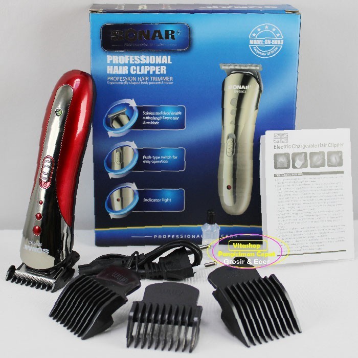 New Sonar SN-5803 Mesin Alat Cukur Rambut Cas / Clipper Potong Rambut