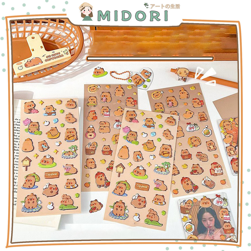 

[MIDORI] 1Lembar Sticker CAPYBARA BUBBLE LOVELY 3D Sticker Decor Planner DIY Scrapbook Stiker Dekor - B0540
