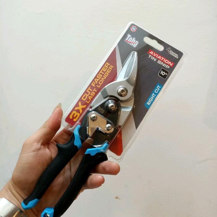 

toho gunting baja ringan kanan 10" right cut aviation tin snip / gunting holo Toho biru muda ASLI