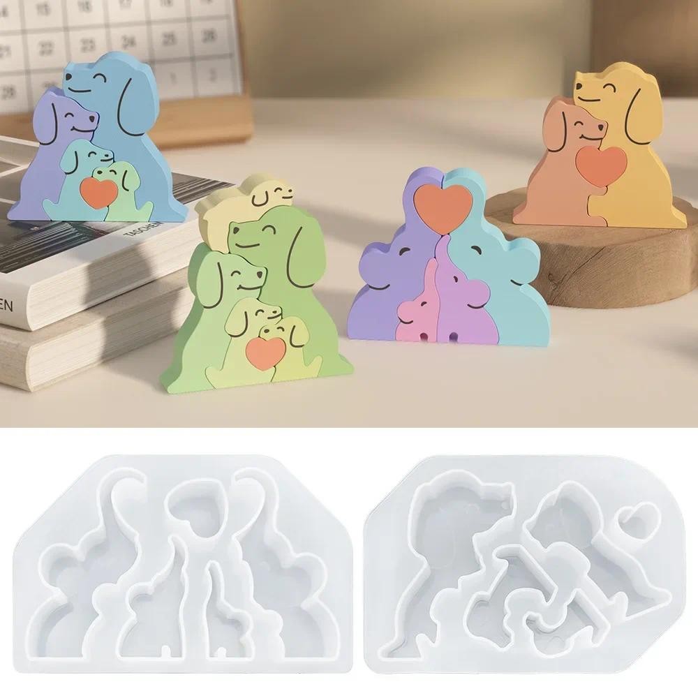 

Animals Family Love Hug Silicone Candle Mold Dog Cat Bear Elephant Clay Resin Making Tools DIY Soap MouldDrip Bag Pendant Gifts