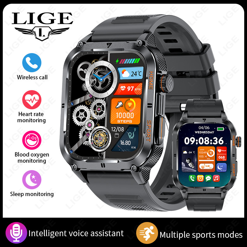 (GW Bren) LIGE VisionPro 2.01" Smartwatch Pria dan Wanita untuk Kesehatan & Olahraga