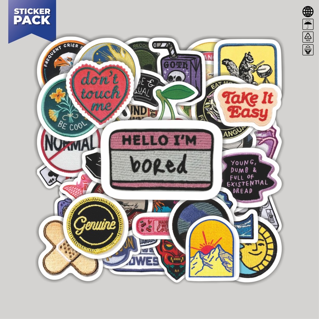 

[100PCS]Stiker Pack Stiker Patch V12 Aesthetic Vinyl Anti Air Dekorasi Sticker Laptop Buku Journal Koper Helm Casing HP Gitar Helm Skateboard