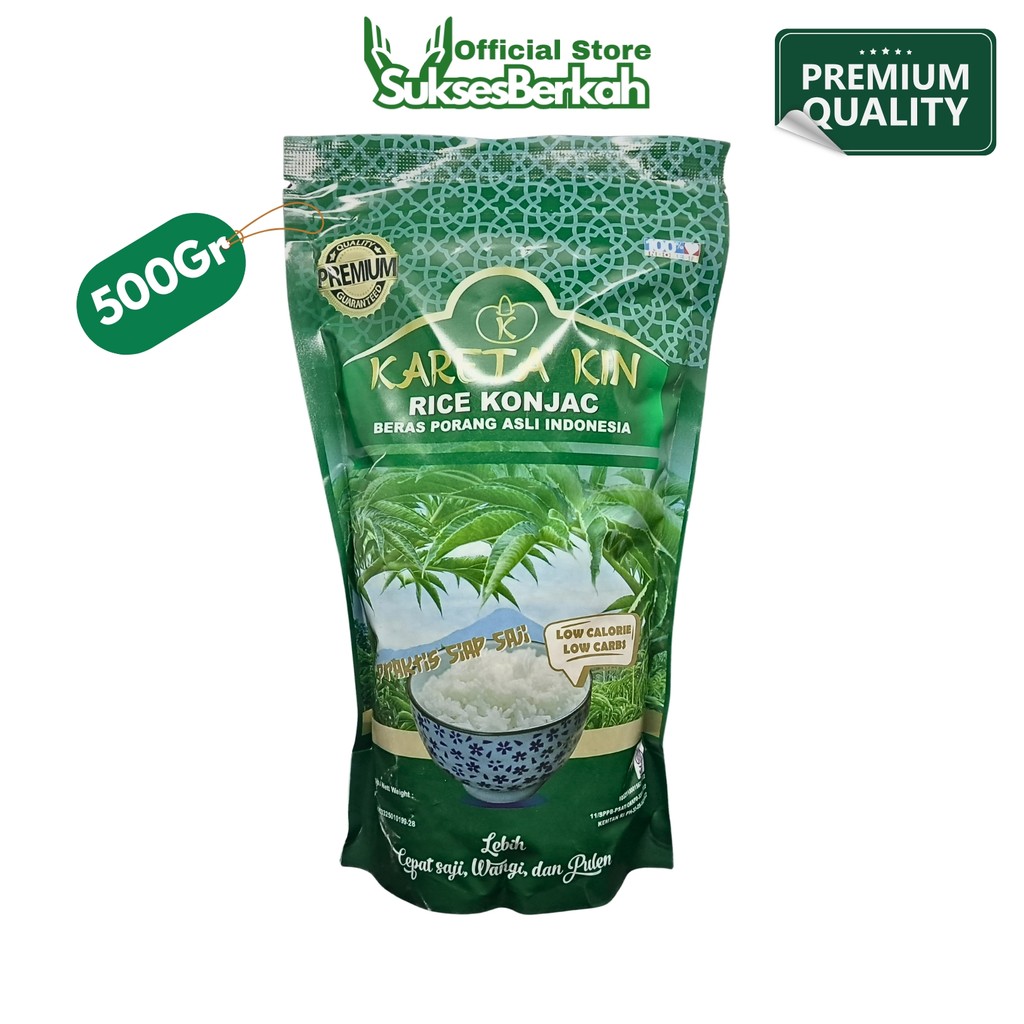 

Kareta Kin Premium Quality Beras Porang Kareta Kin 500gram Diet Rendah Kalori Zero Gula