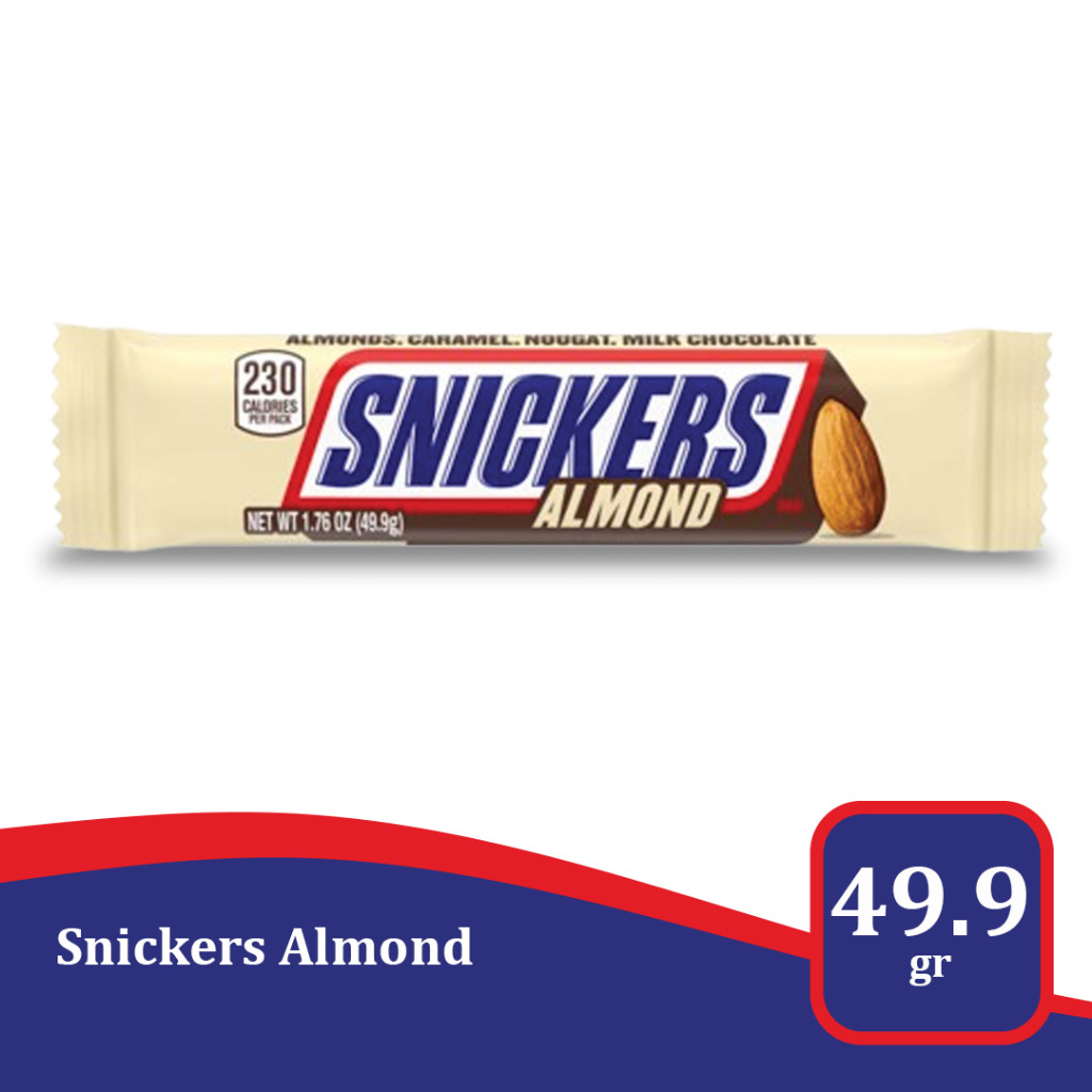 

Snickers Almond 49.9g / 1.7oz - Camilan Cokelat dengan Kacang Almond