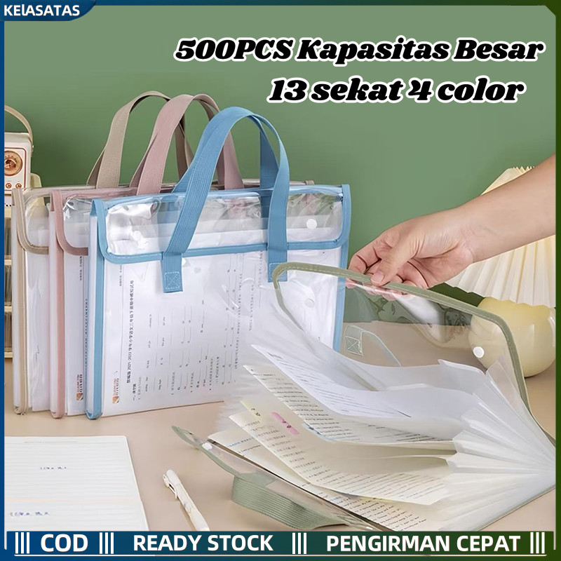 

【KEIASATAS】13 Sekat Transparan File Folder Document Bag Tas Dokumen File A4 Ukuran Folio Tas Berkas Dokumen Map Folder Bag