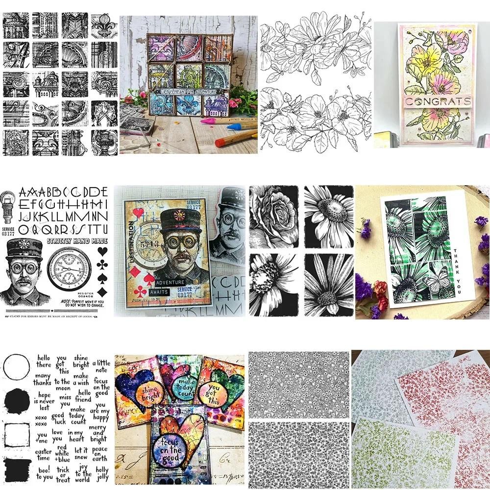 

Retro Portrait Flower Silicone Clear Stamps Sunflower Sentiment Words Stamp For Scrapbooking DIY Craft Decoration Soft Stamp New