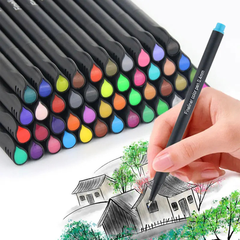 

12/24/36/48/60/100pcs Colorful Micro Tip Fineliner Pen Set Vibrant Line Drawing Pens Art, Sketching, Painting School Supplies