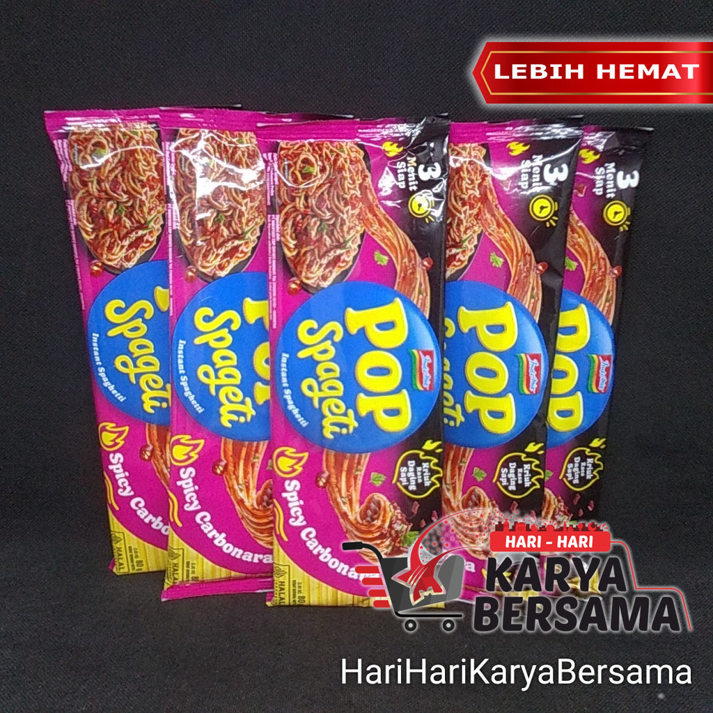 

MAKANAN MI INSTAN INDOMIE POP SPAGETI SPICY CARBONARA PACK 5'S X 80GR