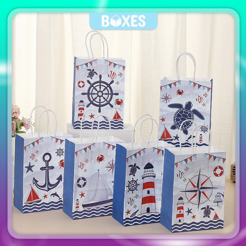 

Paper Bag Kantong Kertas Motif sailor / Goodie Bag Kraft Hampers Souvenir Ulang Tahun Anak I AK02K6 - AK03K6