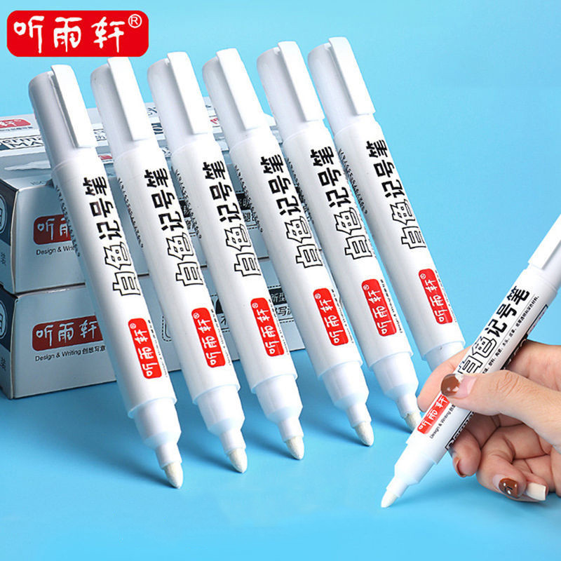 

1-5pcs White Markers Oil Waterproof Permanent Gel Pens Fiber Tips ручки For Shoes Tire Metal Glass Drawing Writing Art Supplies