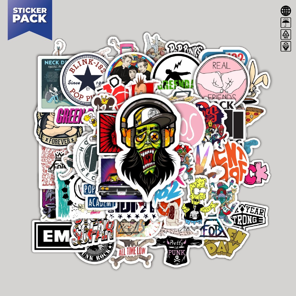 

[100PCS]Stiker Pack Stiker Pop Punk Art Mix Aesthetic Vinyl Anti Air Dekorasi Sticker Laptop Buku Journal Koper Helm Casing HP Gitar Helm Skateboard