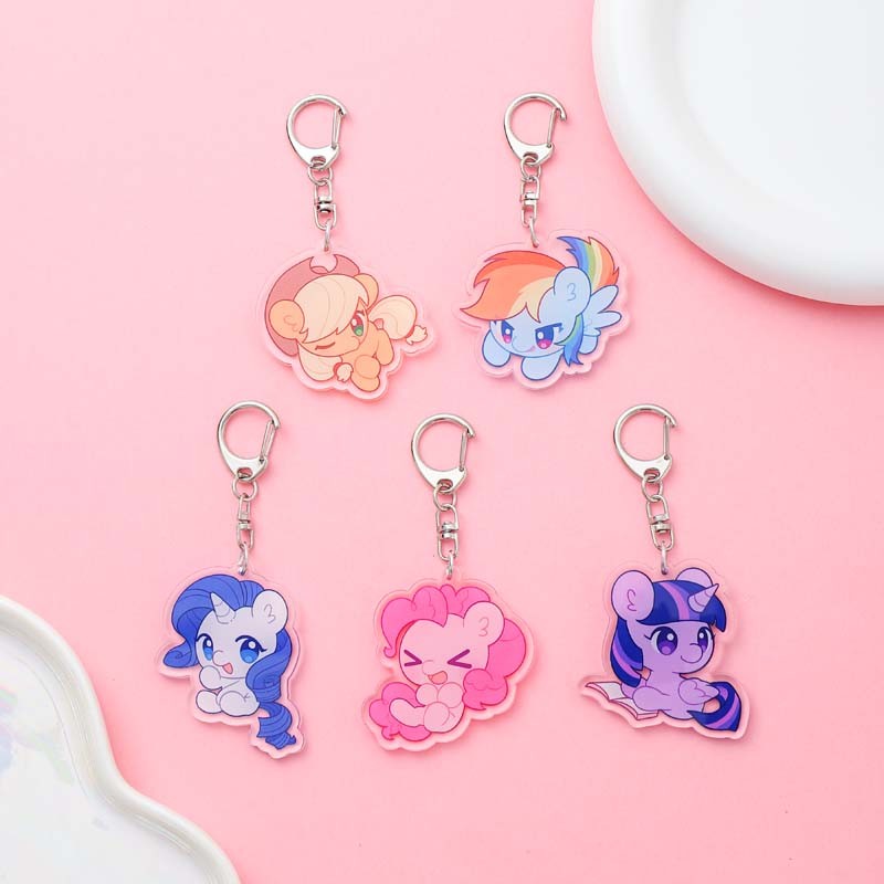 

Anime My Little Pony Acrylic keychain accessaries Cartoon funny Bag Pendant Gift cute bag charm Car Keyring Friends Fans Gifts