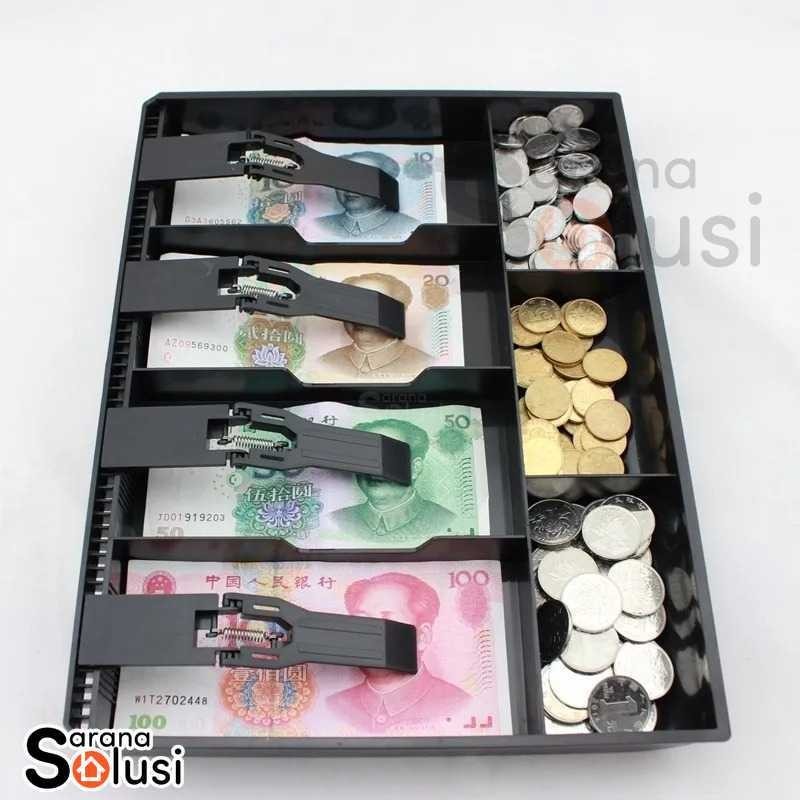 Tray Laci Kasir Uang 4 Sekat Plastik Coin Cash Drawer
