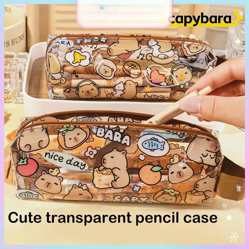 

Kasus pensil transparan kapibala kreatif baru pvc capybara capybar casing case bernilai tinggi pensil tahan air case pasokan kantor sekolah/ Cute Kapibala Pencil Case H646
