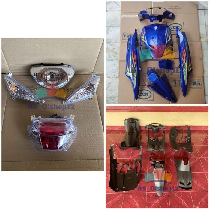 FULL BODY HALUS KASAR 1 SET LAMPU MIO SPORTY BIRU PLUS STRIPING