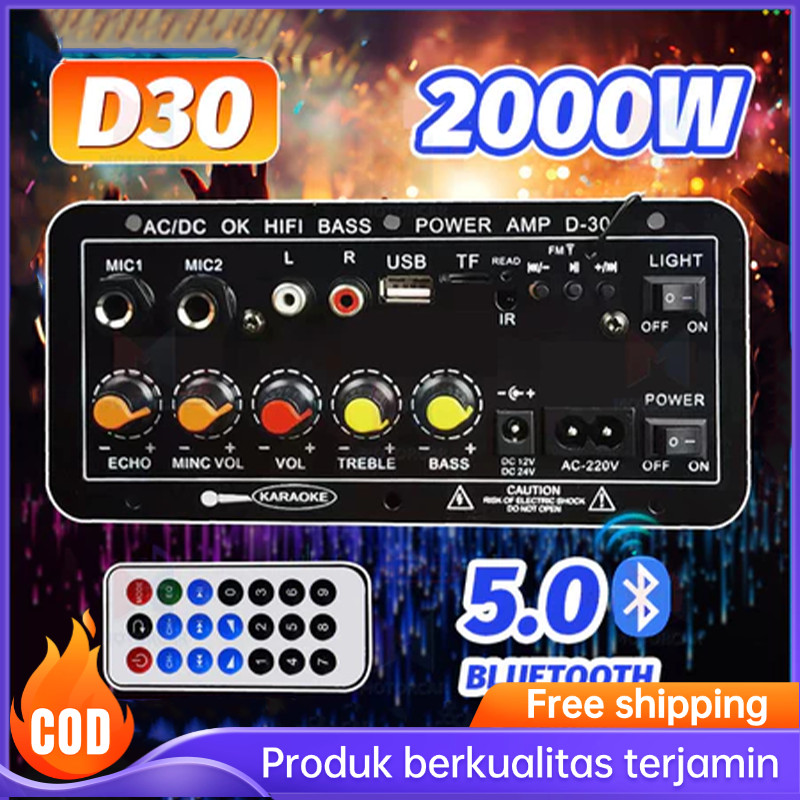 2000W Amplifier Bluetooth Super Bass 12V/24V/220V Modul Speaker Bluetooth Power Amplifier