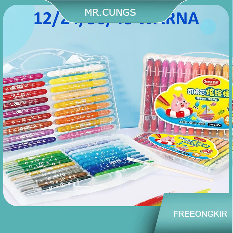

Grasp Crayon Set 12/24/36/48 Warna Pensil Gambar Air Soluble, Cat Minyak yang Dapat Dicuci dengan Air