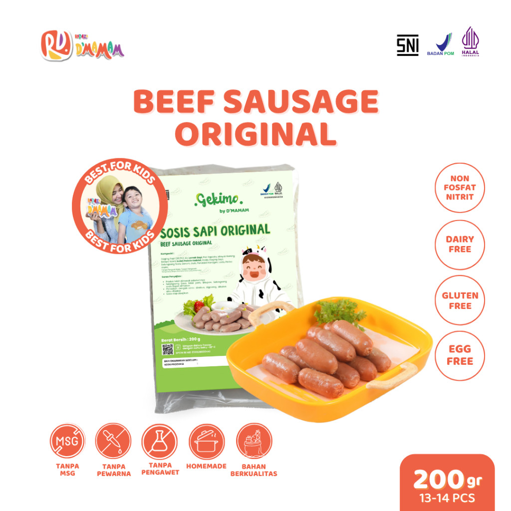 

Radaza D'MAMAM Beef Sausage 200g Gekimo Sosis Sapi Premium Anak MPASI Homemade NonMSG SNI BPOM HALAL - Adwa Organic