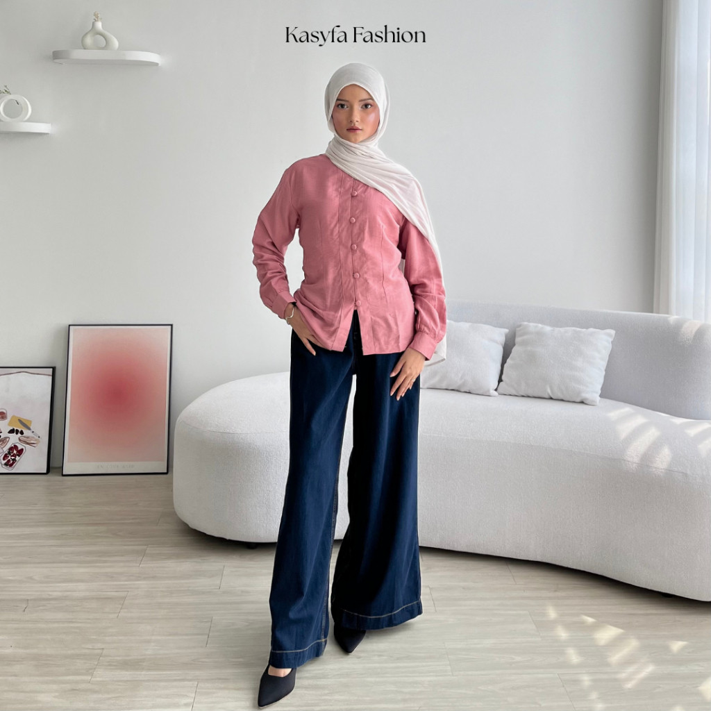 Fafa - Amora Blouse Slim Fit Casual Wanita Kemeja Fitted