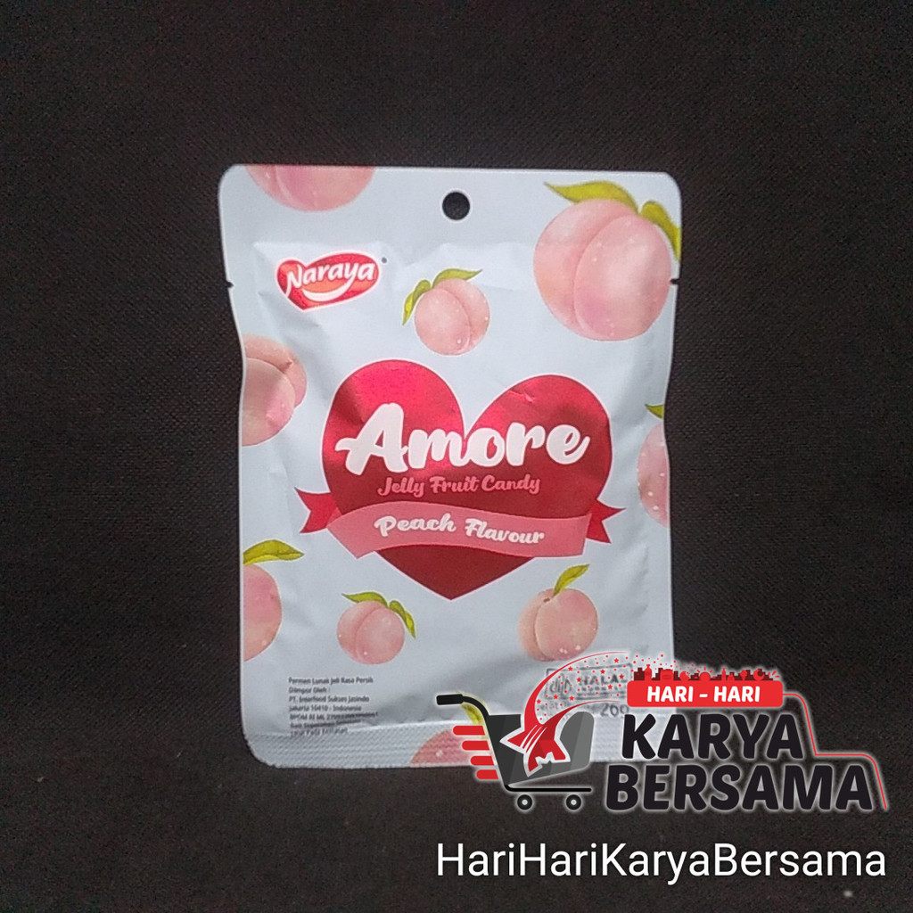 

PERMEN LUNAK NARAYA AMORE JELLY FRUIT CANDY PEACH FLAVOUR 26GR