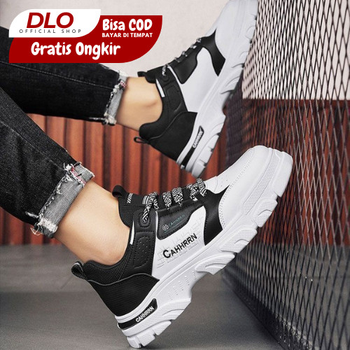 DLO Sepatu Sneakers Pria Hitam Putih Chunky Casual