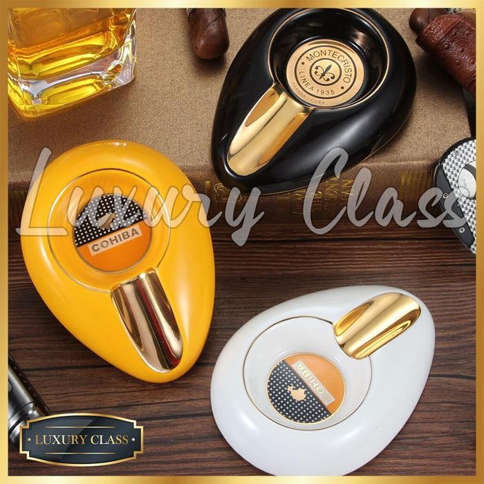 Ceramic Ashtray Single, Asbak Keramik Oval Mewah