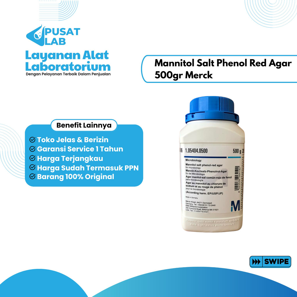 MERCK Mannitol Salt Phenol Red Agar 500gr 1.05404.0500 Media MSA