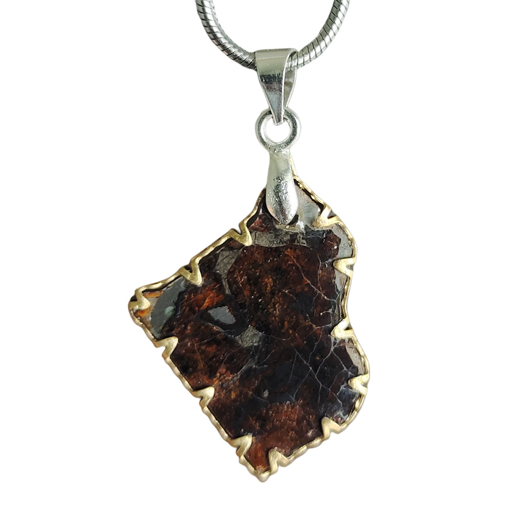 Kenya Sericho Olive Meteorite Pendant Gift Pallasite Meteorite Pendant Olive Meteorite Necklace - CB