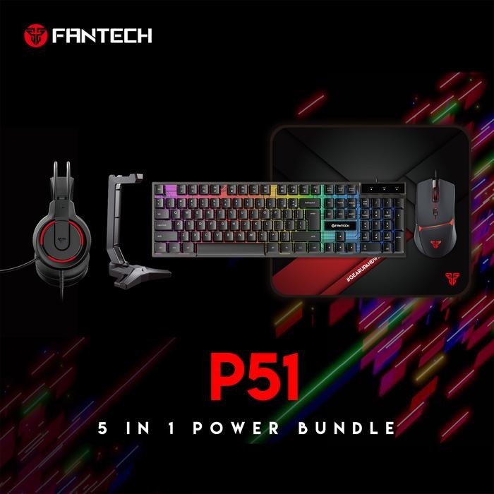Fantech P51 5 in 1 Combo Gaming Gear Paket Lengkap untuk PC/Laptop - Hitam