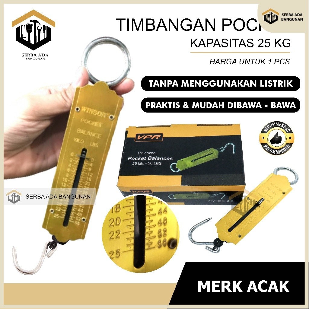 SAB Timbangan Gantung/ Timbangan Tarik 25kg / Veer l Pocket Balance / Timbangan Gantung Per 25kg / T