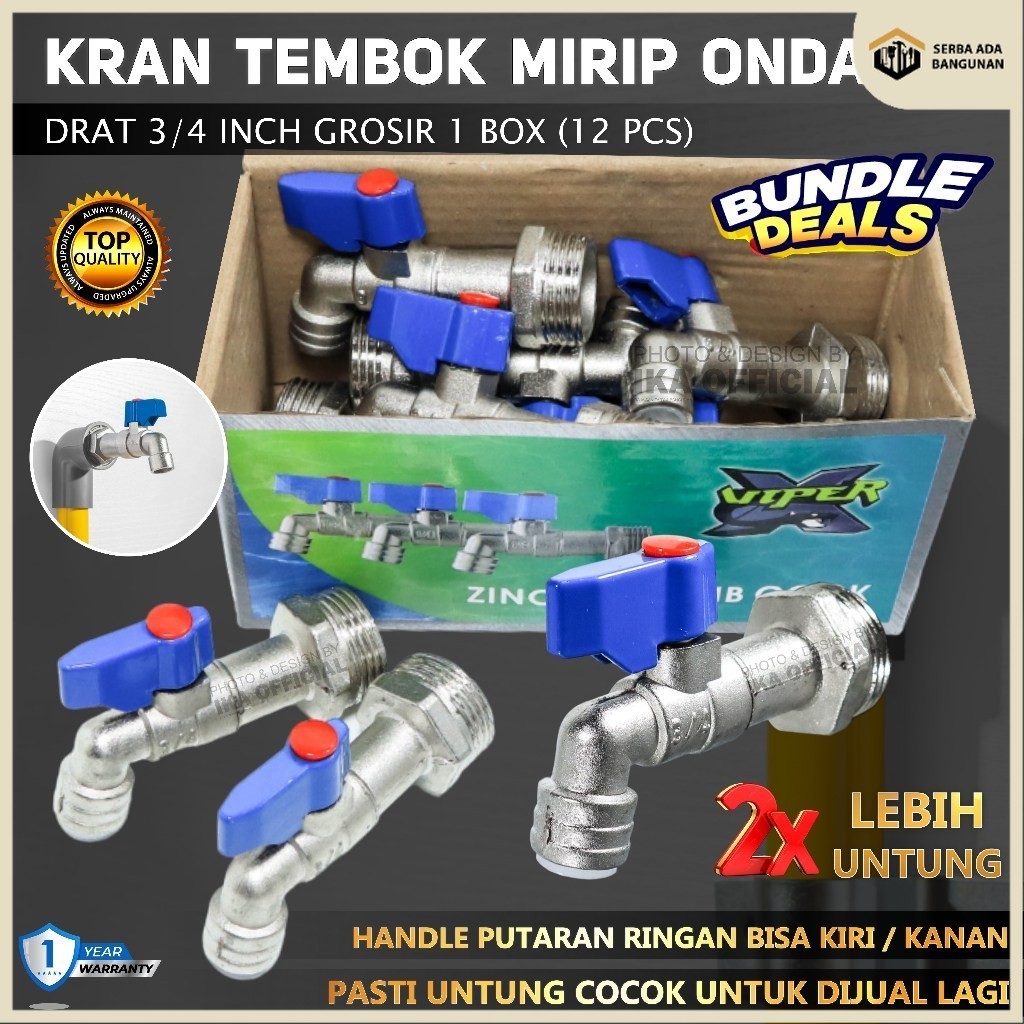 SAB GROSIR KRAN BESI MIRIP ONDA BC / Kran Tembok MODEL Onda 3/4" Body Panjang / Keran Air Babet Buka