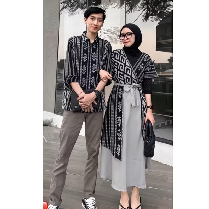 ￼Set Couple Tenun - Dress Tenun - Dress Naomi - Ayra - Aurora - Ivory - Dress Andin - Batik Tenun Co