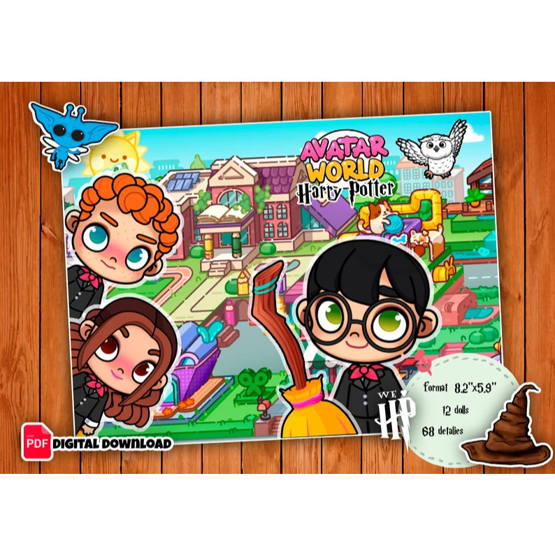 Wizards Toca Boca Paper Doll Avatar World Harry Potter mainan edukasi anak bongkar pasang Siap Main