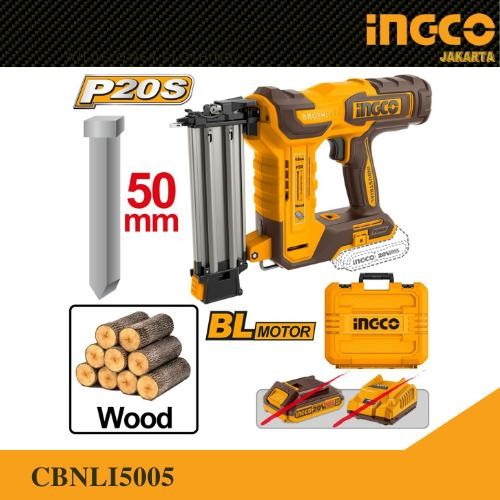 

Mesin Paku Tembak Cordless 20V Baterai (F15 - F50) P20S Brad Nailer Gun Cordless Brushless 20V INGCO CBNLI5005
