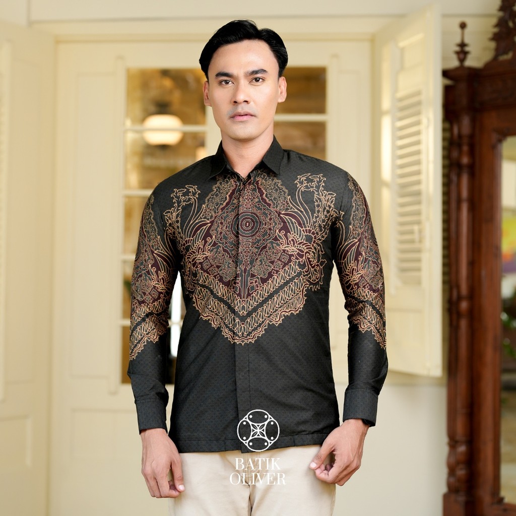 Batik Oliver Motif Dewandaru Kemeja Batik Pria Lengan Panjang Slimfit Premium