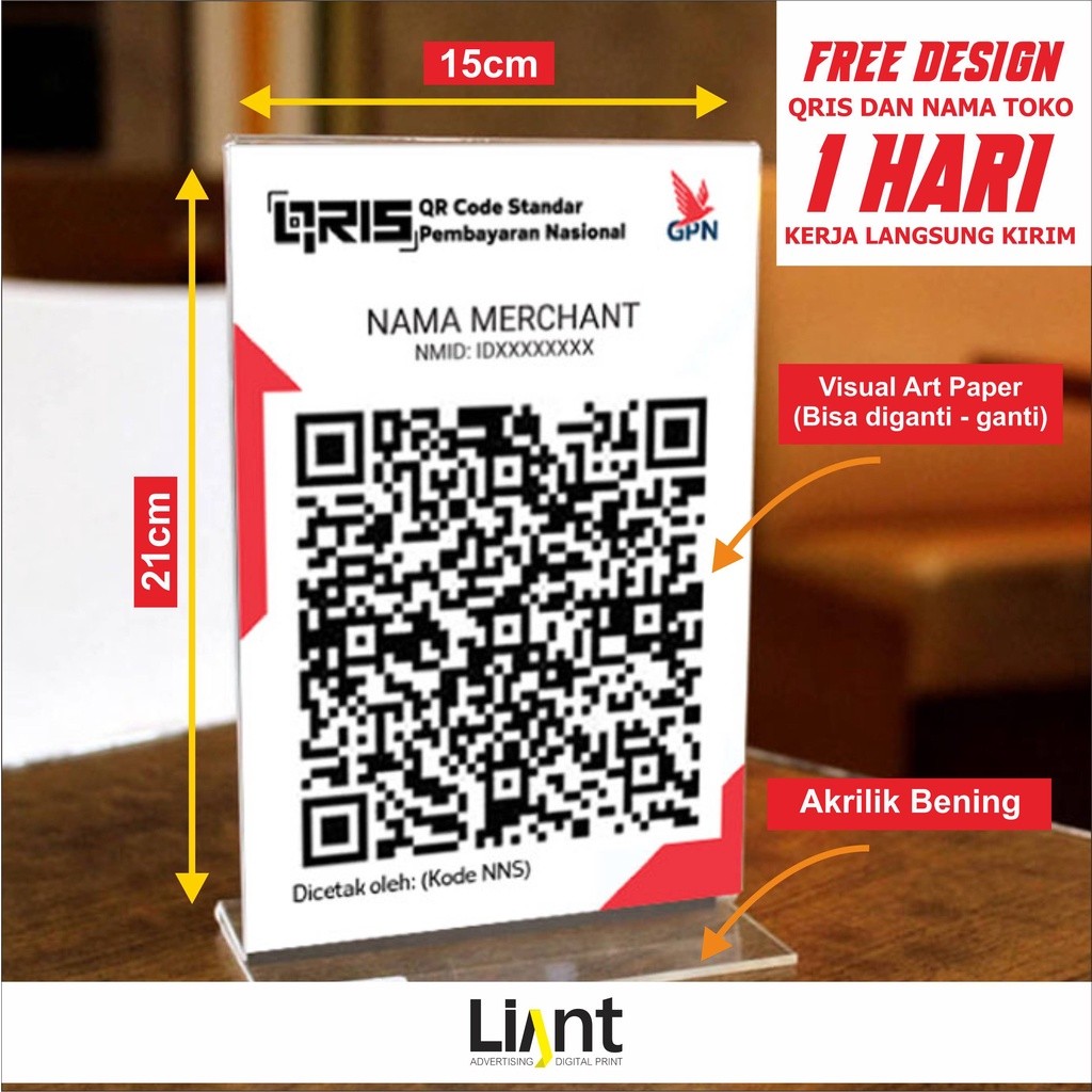 

QR STAND DAN CETAK / STANDING CUSTOM QR CODE MEJA KAFE / RESTO / KASIR AKRILIK