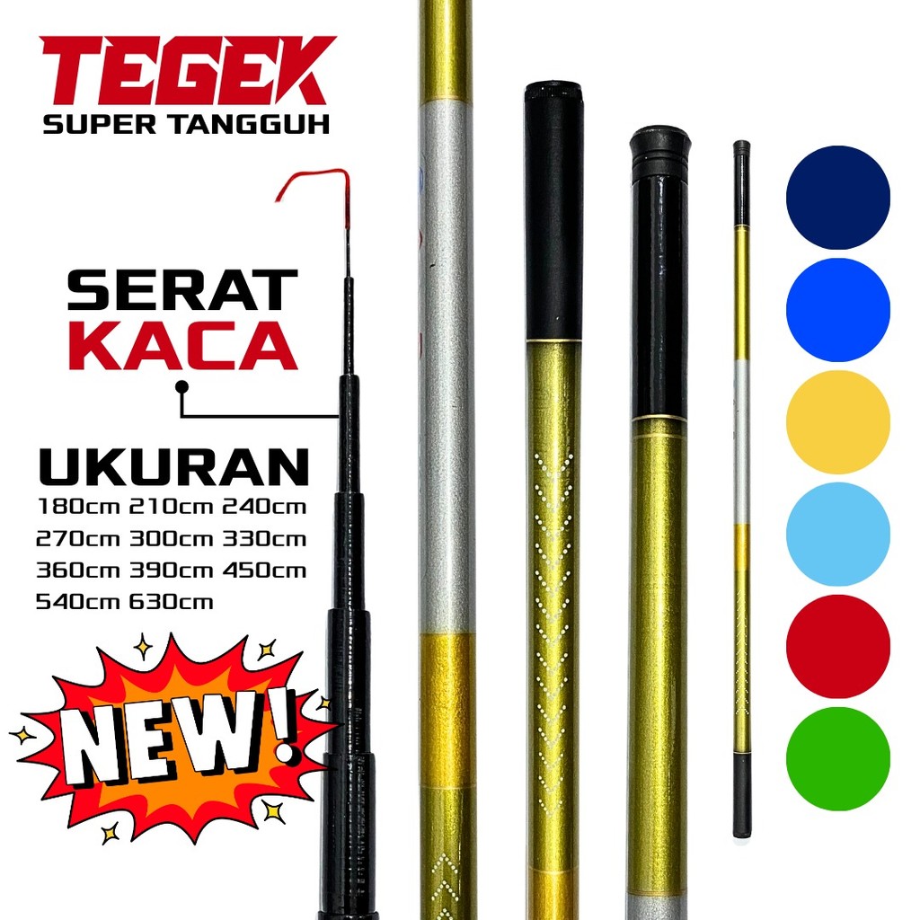 Joran Tegek Action Lentur Bahan Serat Kaca Keras Super Ringan