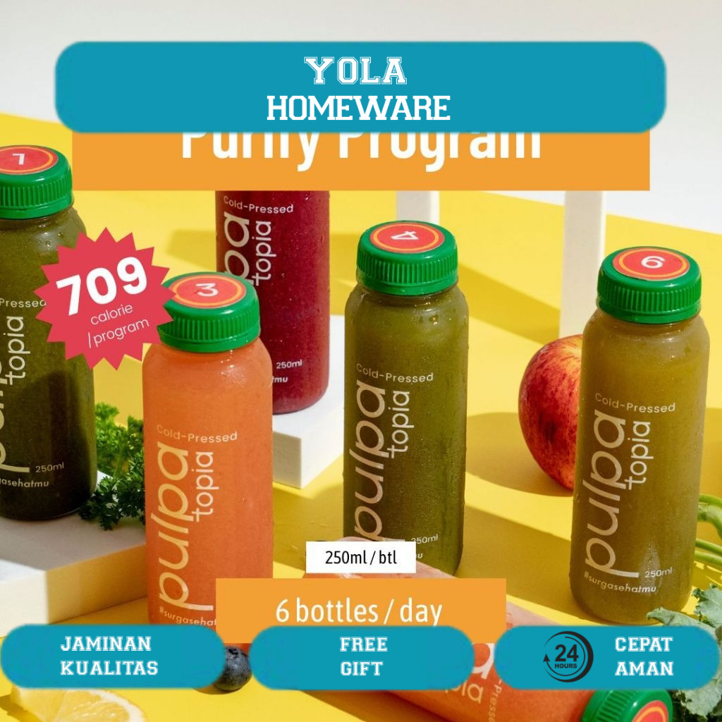 

PAKET DETOX Cold Pressed Juice Purify Cleanse - Juice Cleanse - Jus Sehat - Diet Detox PULPATOPIA
