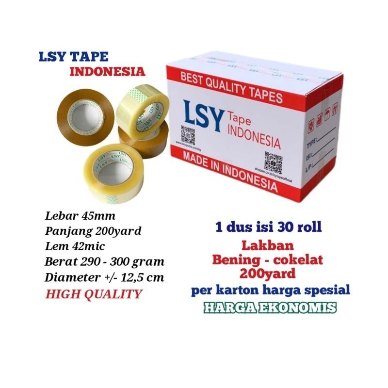 

lakban bening - cokelat termurah LSY TAPE 1 dus isi 30 roll 200yard CHO