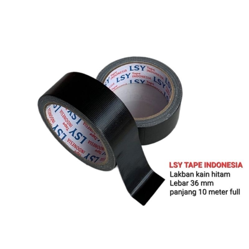 

lakban kain warna hitam / cloth tape 36mm x 10meter full LSY TAPE INDONESIA