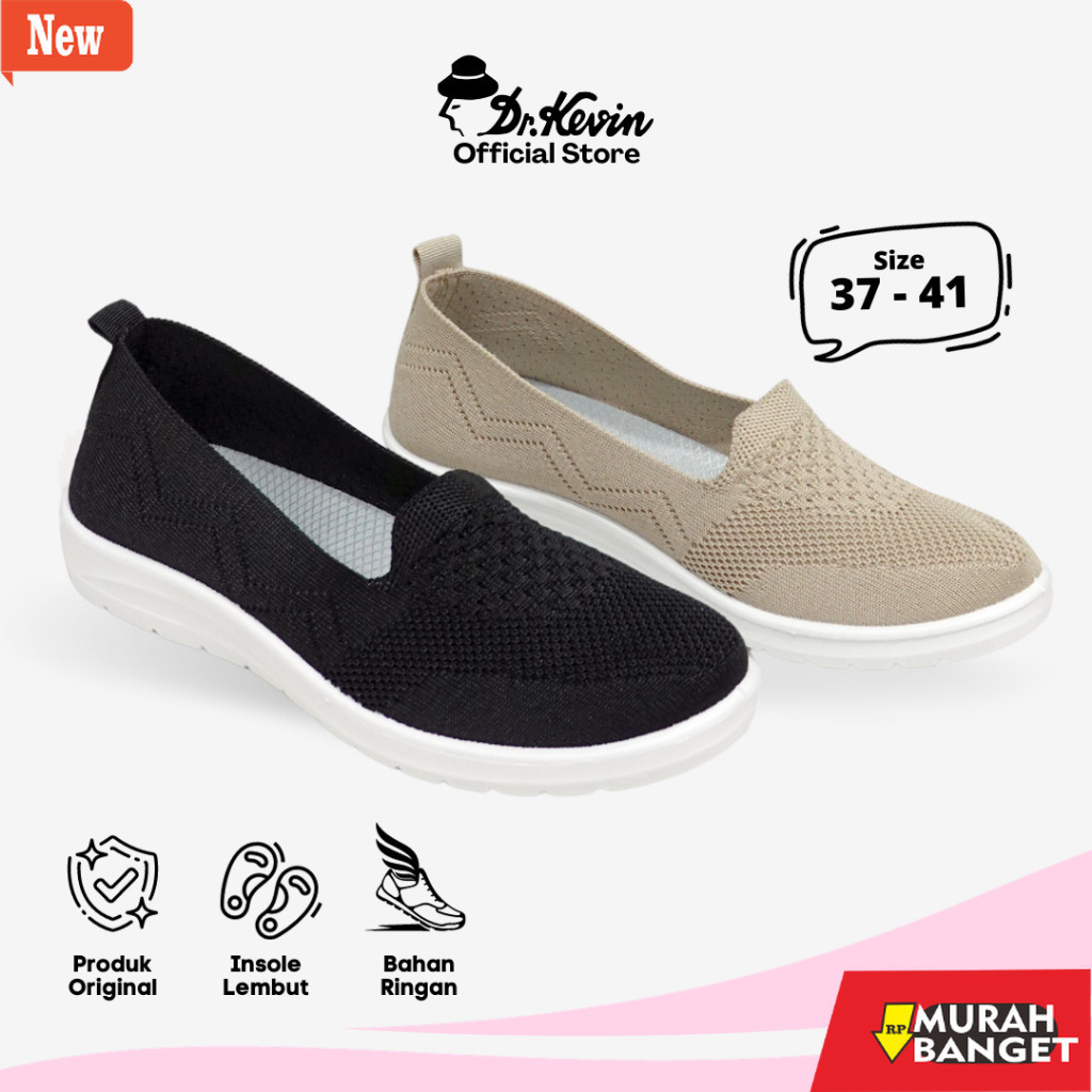sepatu lari wanita rekomendasi Dr. Kevin Sepatu Sport Wanita Women Sneakers Flyknit Tali 589-057