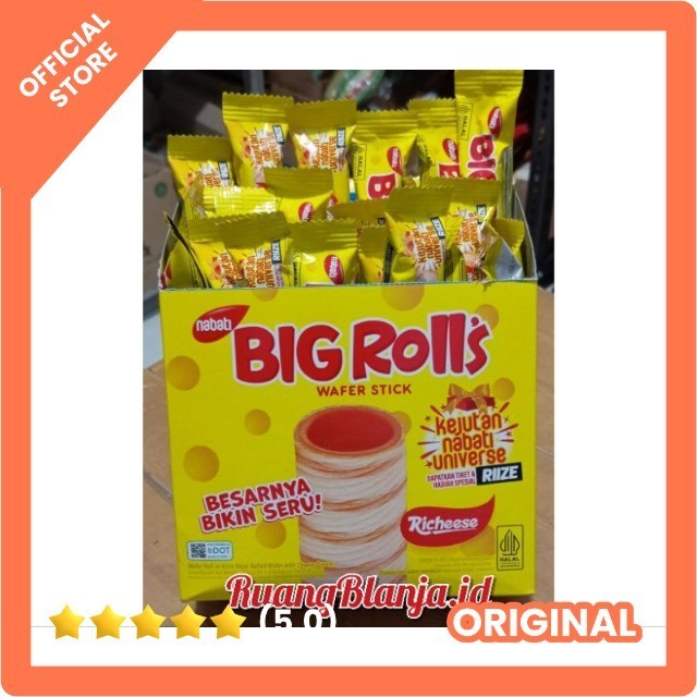 

Nabati wafer BIG ROLL'S 16gr Stick Astor rasa keju - Richeese roll