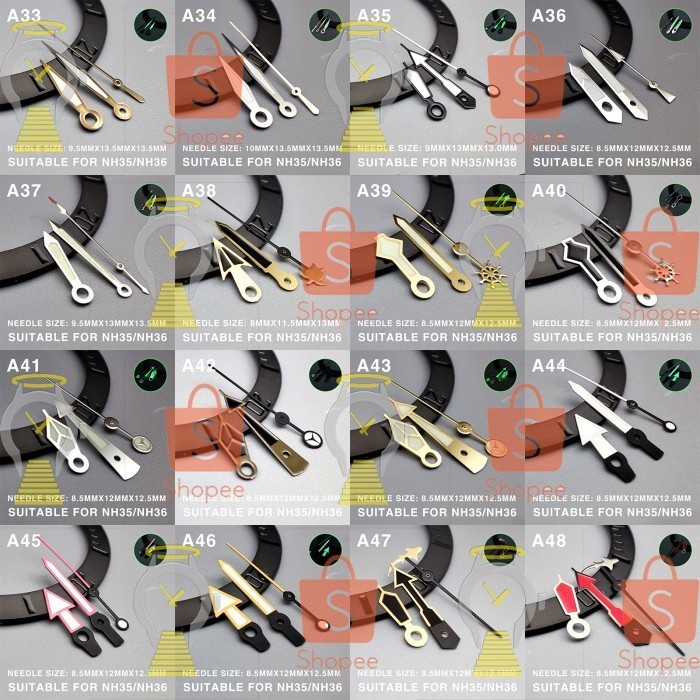 Seiko Mod Hands A33 - A48 Lumed For NH35/7S/4R