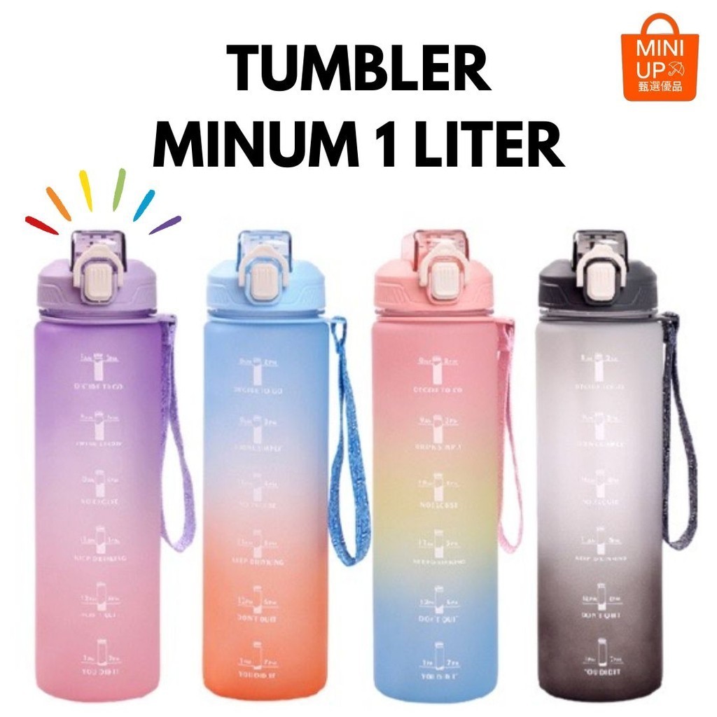 Tumblr Botol Minum Ukuran 1 liter Dengan Tutup Flip Tumblr Minum Warna - Warni 1L Botol Import