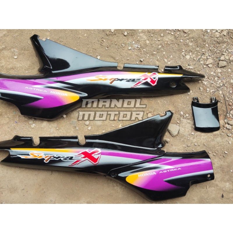 BODY SUPRA X LAMA DEK BODY SUPRA X LAMA COVER HITAM STRIP UNGU silver 2001