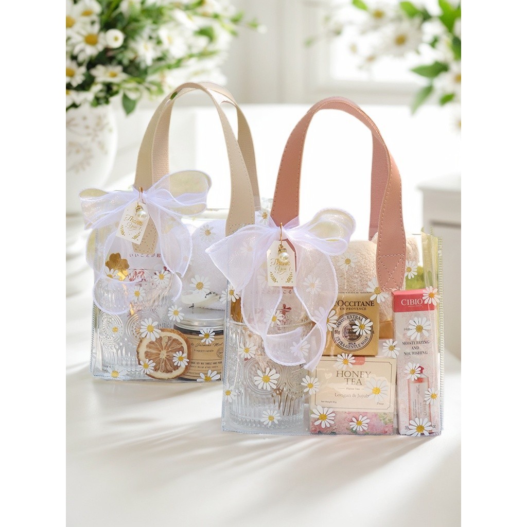 

【Hot Gift Bag】Tas Hadiah Transparan Bunga Daisy + Pita Cantik | Tas Souvenir Estetik untuk Kado Ulang Tahun & Hampers