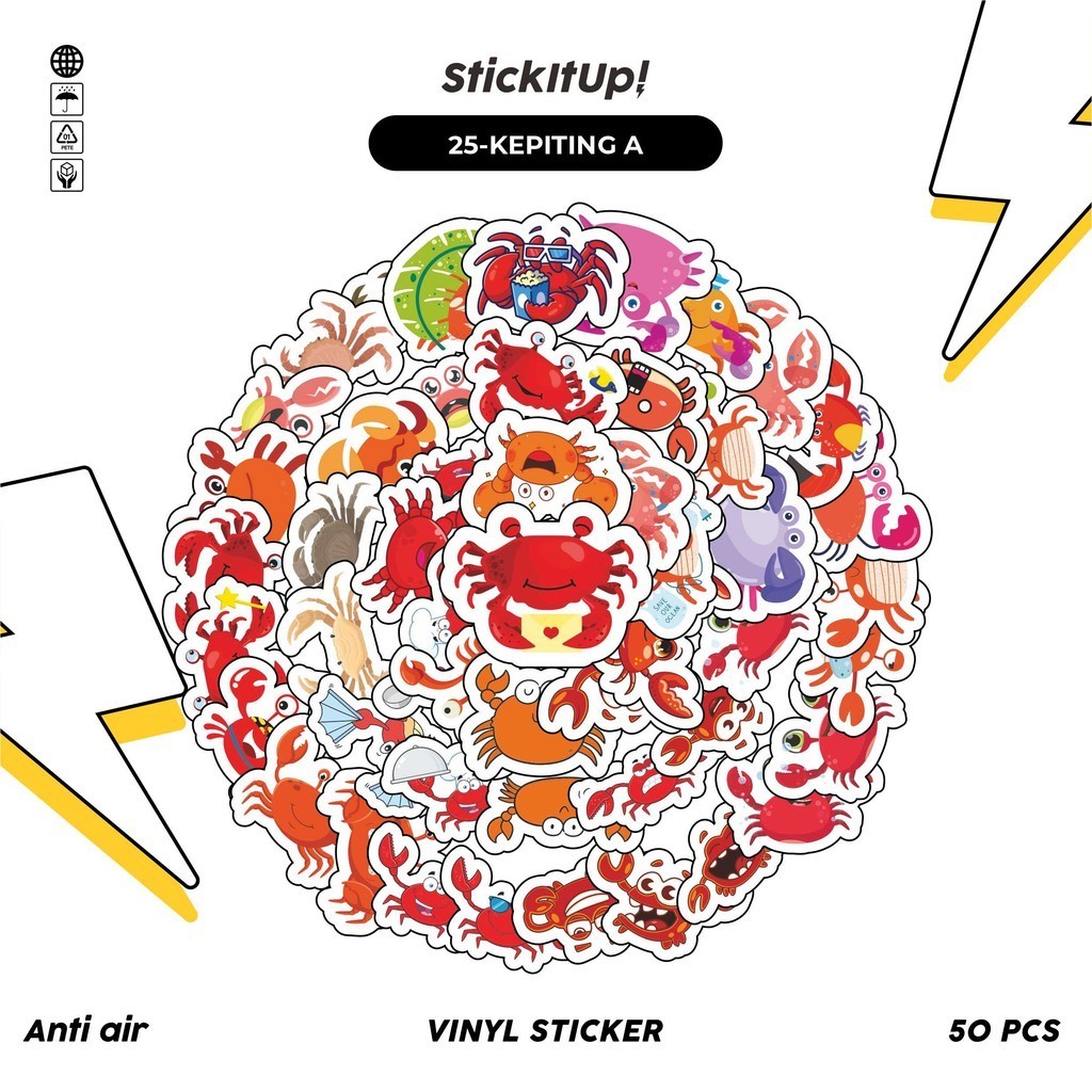 

COD✨ 50 Pcs Stiker Pack Graffiti Motif Kartun Hewan Kepiting Lucu Lucu Aesthetic Vynil Waterproof untuk Freebies Sticker Buku Journal Casing HP Laptop
